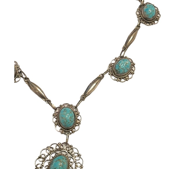 Plata De Jalisco VHLC Guad Mex 925 sterling RARE turquoise necklace southwestern - Picture 4 of 11